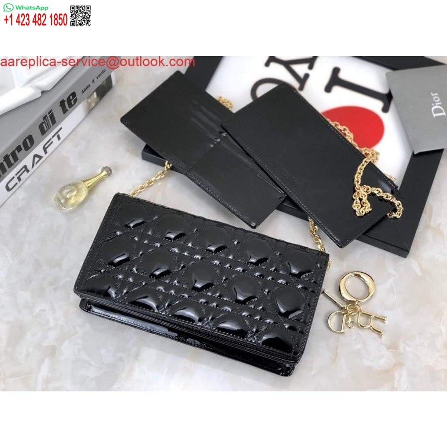 Replica Dior S0204 Lady Dior Husă Brevet Cannage Piele De Vițel Negru