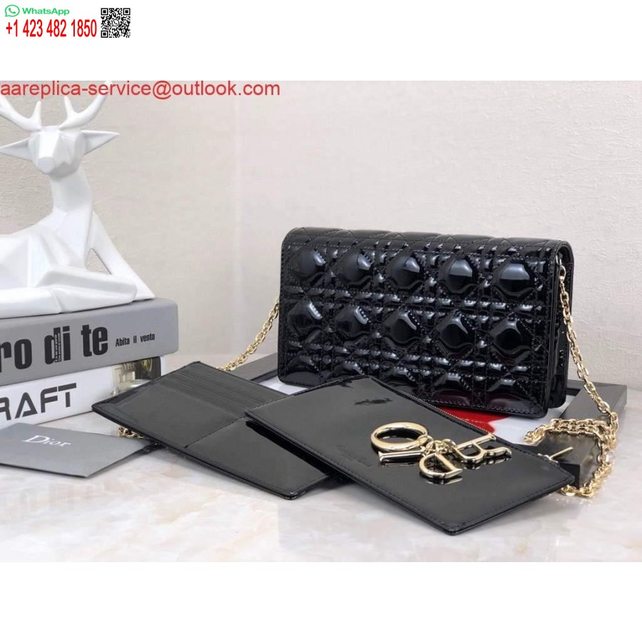 Replica Dior S0204 Lady Dior Husă Brevet Cannage Piele De Vițel Negru
