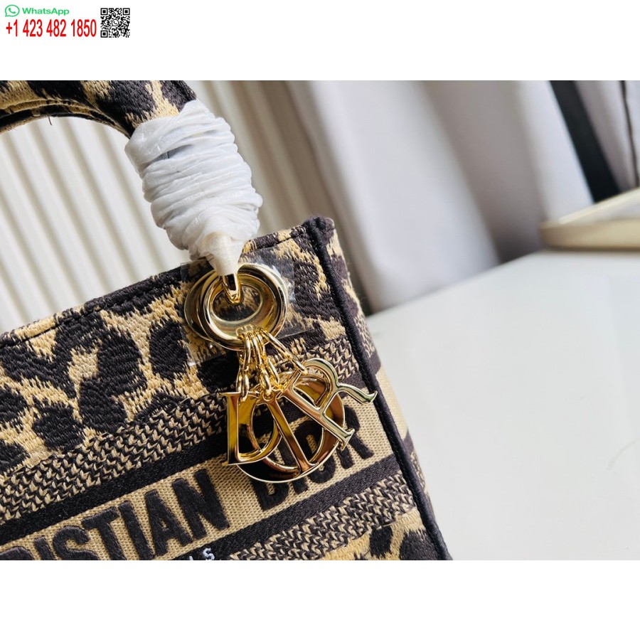 Borsa Tote Dior Princess Anna 2024, Borsa Con Ricamo Cervo Leopardato