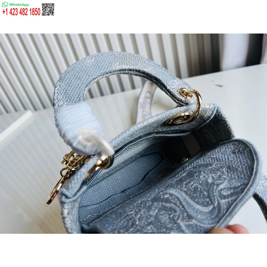 Borsa Tote Dior Princess Anna 2024, Borsa Con Ricamo Cervo Blu Cielo