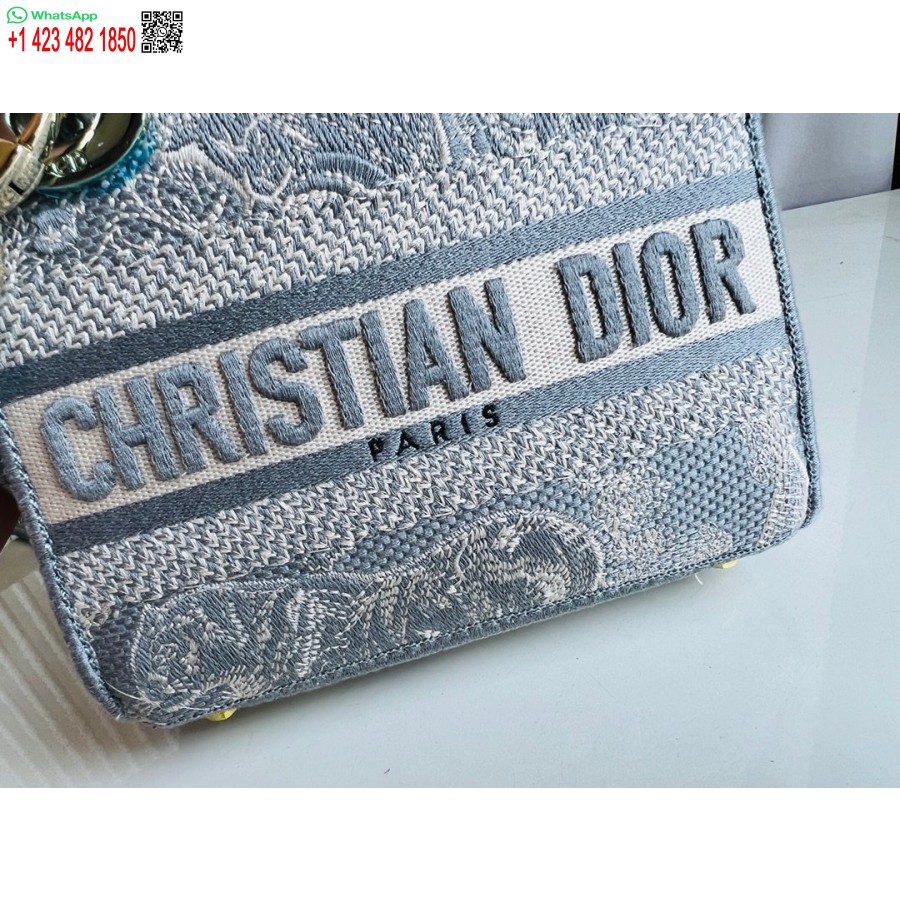 Borsa Tote Dior Princess Anna 2024, Borsa Con Ricamo Cervo Blu Cielo