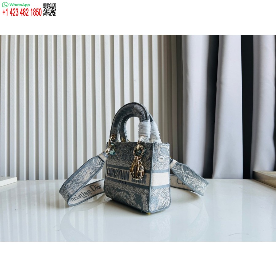 Borsa Tote Dior Princess Anna 2024, Borsa Con Ricamo Cervo Blu Cielo