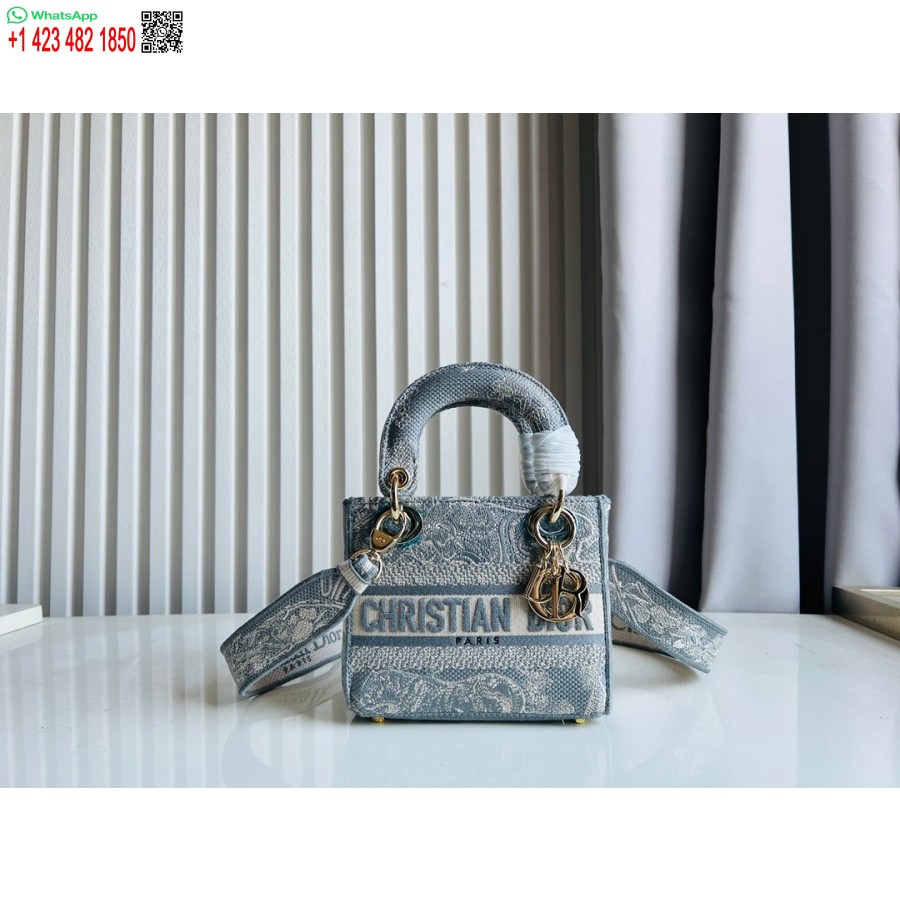 2024 Dior Princesse Anna Sac Fourre-tout Sac à Main Broderie Cerf Bleu Ciel