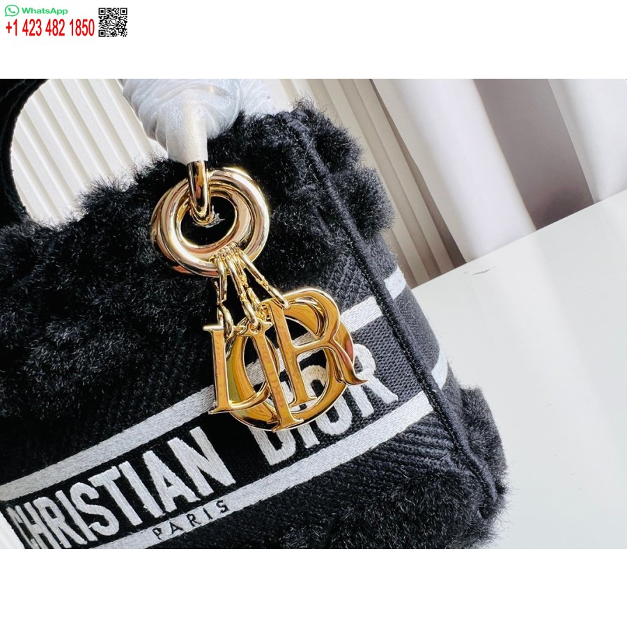 2024 M. Dior Princesė Annos Krepšys Juodo Elnio Siuvinėjimas