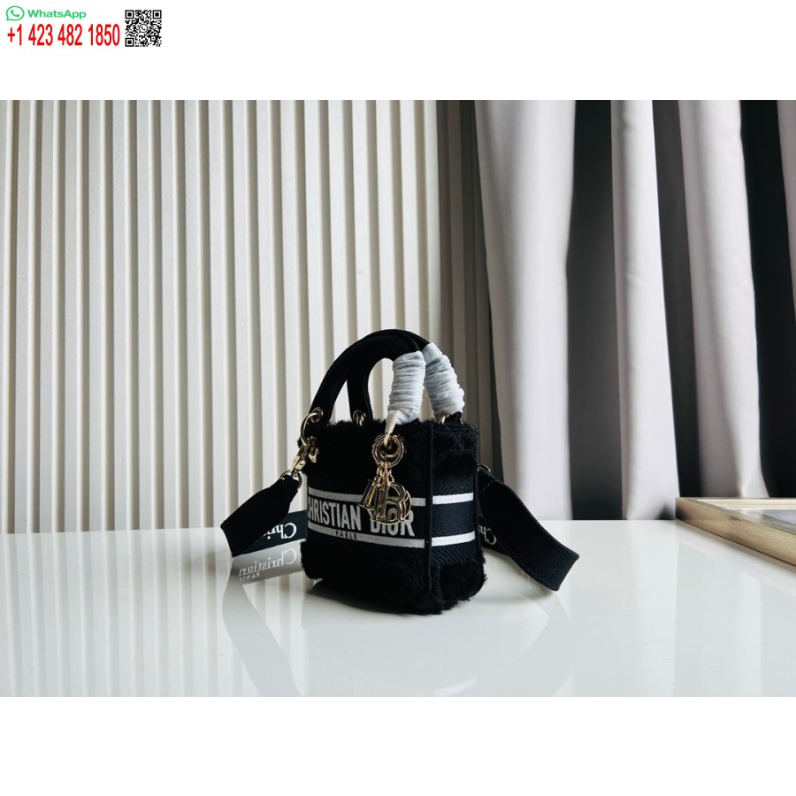 2024 M. Dior Princesė Annos Krepšys Juodo Elnio Siuvinėjimas