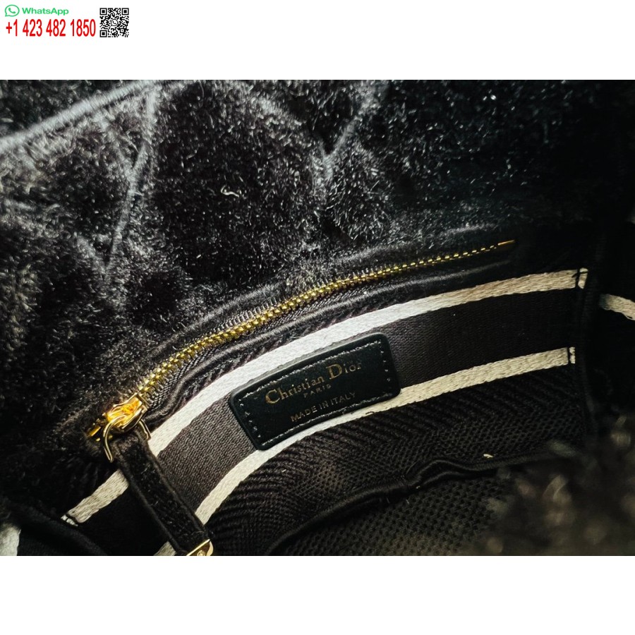 2024 M. Dior Princesė Annos Krepšys Juodo Elnio Siuvinėjimas
