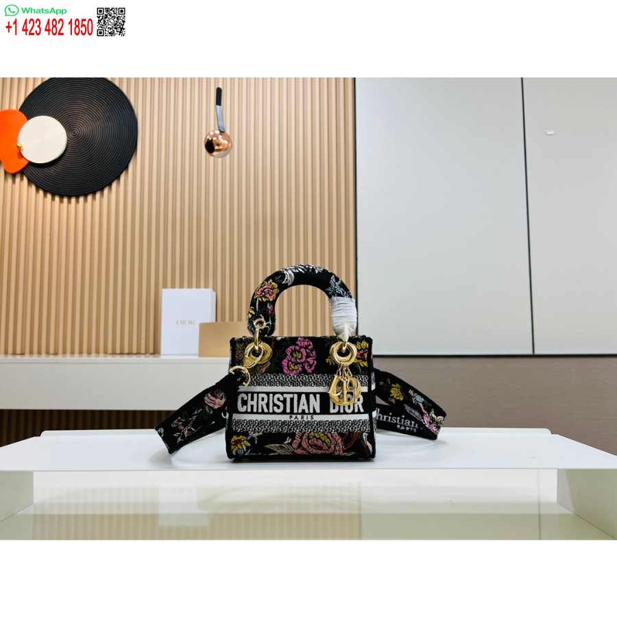 2024 Borsa Tote Dior Princess Anna Ricamo Cervo Multicolor Nero