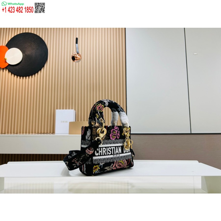 2024 Borsa Tote Dior Princess Anna Ricamo Cervo Multicolor Nero