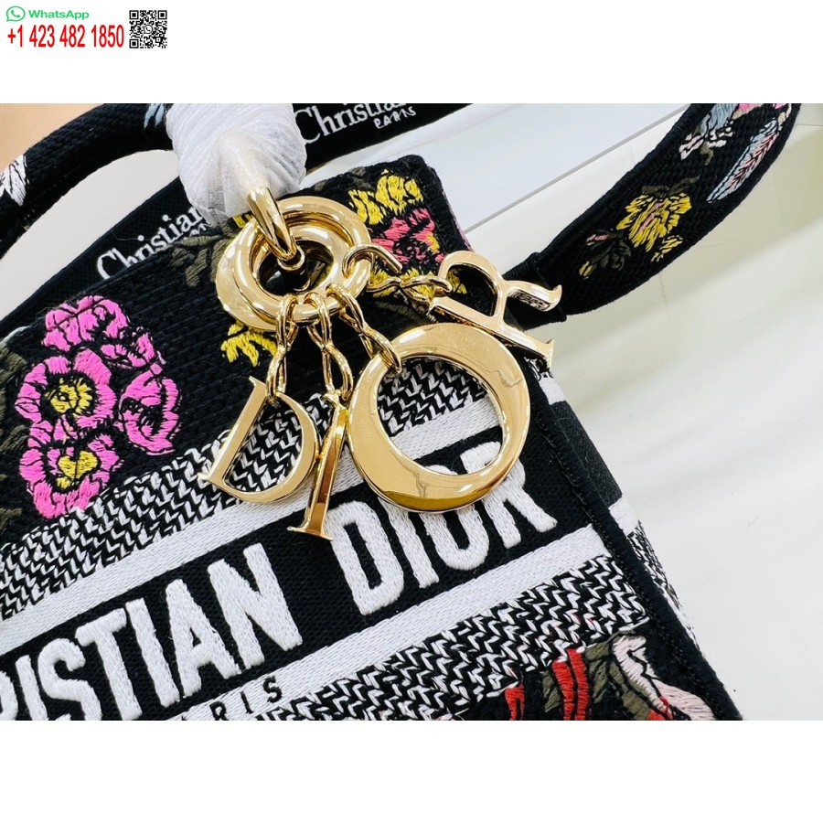 2024 Borsa Tote Dior Princess Anna Ricamo Cervo Multicolor Nero