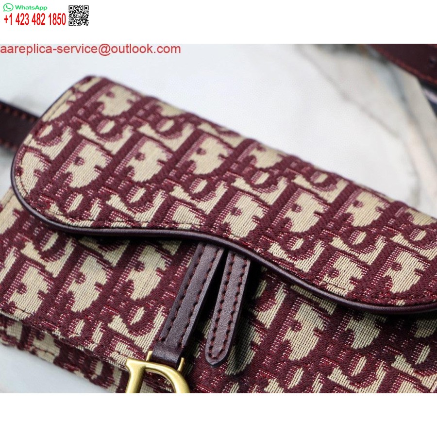 Replika Dior Nyeregövtáska S5619 Piros Dior Ferde Jacquard