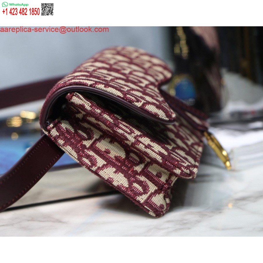 Replika Dior Nyeregövtáska S5619 Piros Dior Ferde Jacquard