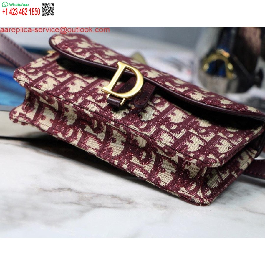 Replika Dior Nyeregövtáska S5619 Piros Dior Ferde Jacquard