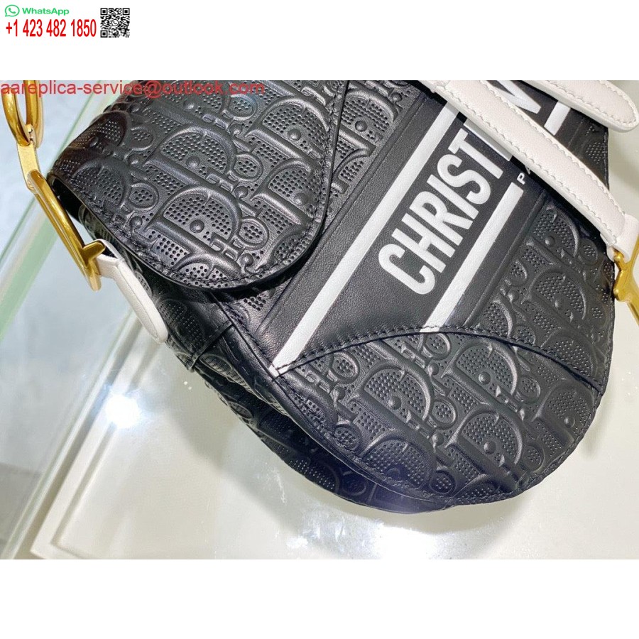 レプリカ ディオール サドル バッグ M0446 ブラック オブリーク パンチング エンボス カーフスキン