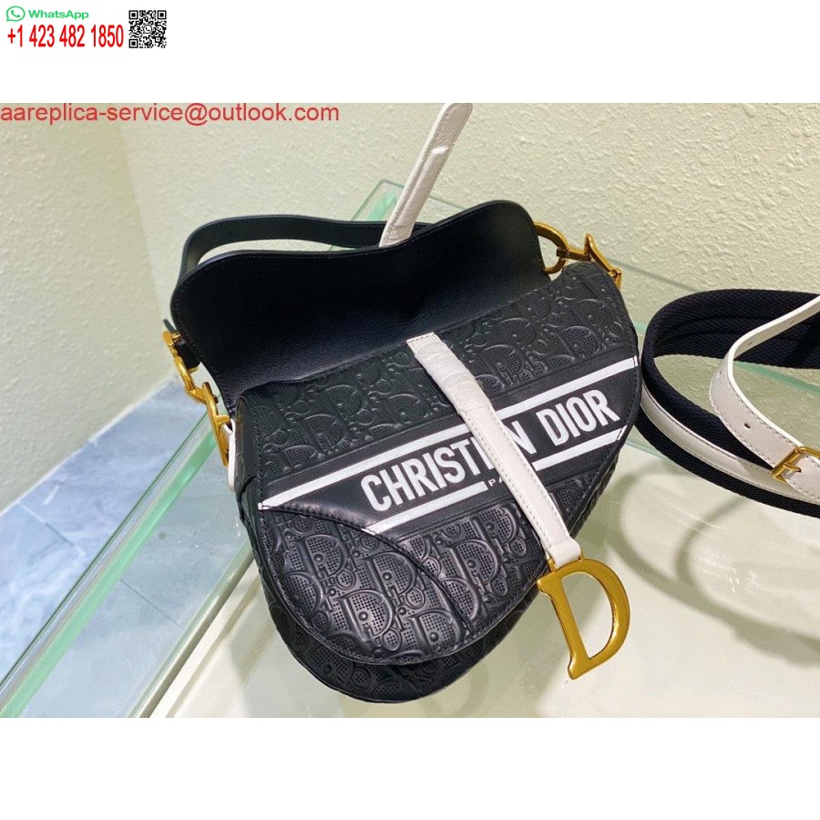 レプリカ ディオール サドル バッグ M0446 ブラック オブリーク パンチング エンボス カーフスキン