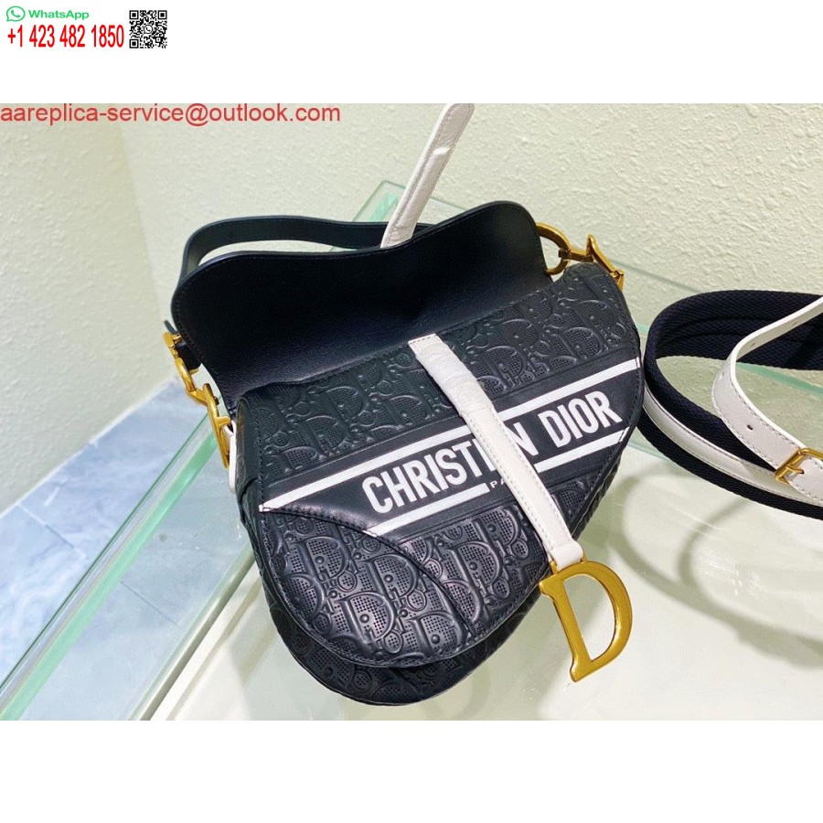 レプリカ ディオール サドル バッグ M0446 ブラック オブリーク パンチング エンボス カーフスキン