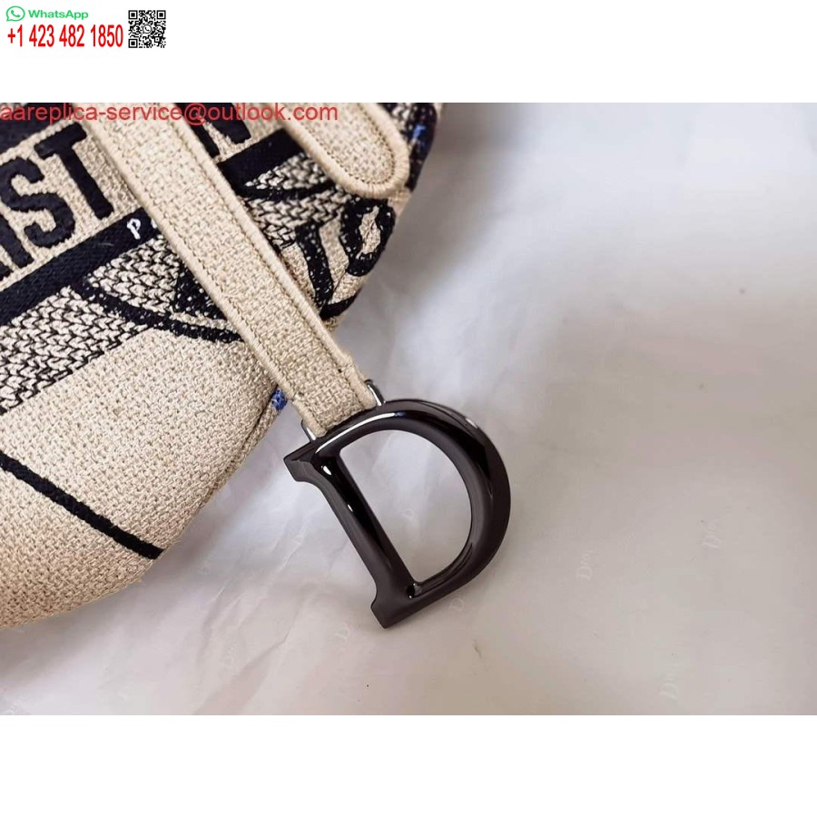 Réplica De Alforja Dior Lona De Yute Beige Bordada M0446