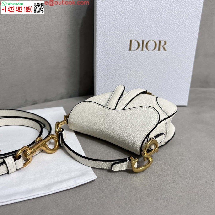 Replica Dior S5685 Micro Geantă De șa Cu Curea Din Piele De Capră Alb Stacojiu