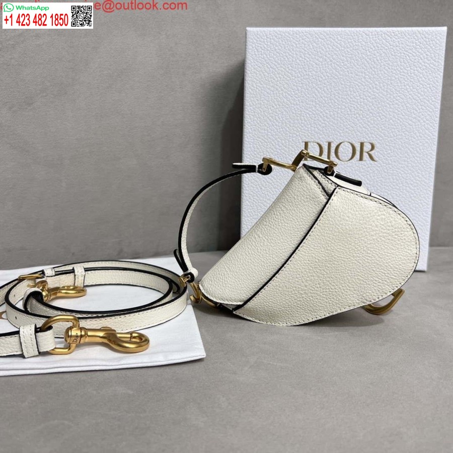 Replica Dior S5685 Micro Geantă De șa Cu Curea Din Piele De Capră Alb Stacojiu