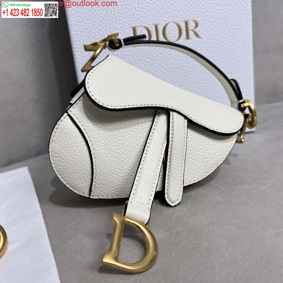 Replica Dior S5685 Micro Geantă De șa Cu Curea Din Piele De Capră Alb Stacojiu