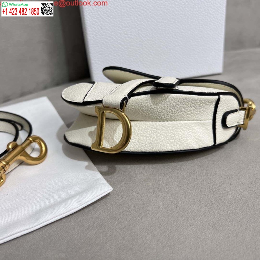 Replica Dior S5685 Micro Geantă De șa Cu Curea Din Piele De Capră Alb Stacojiu