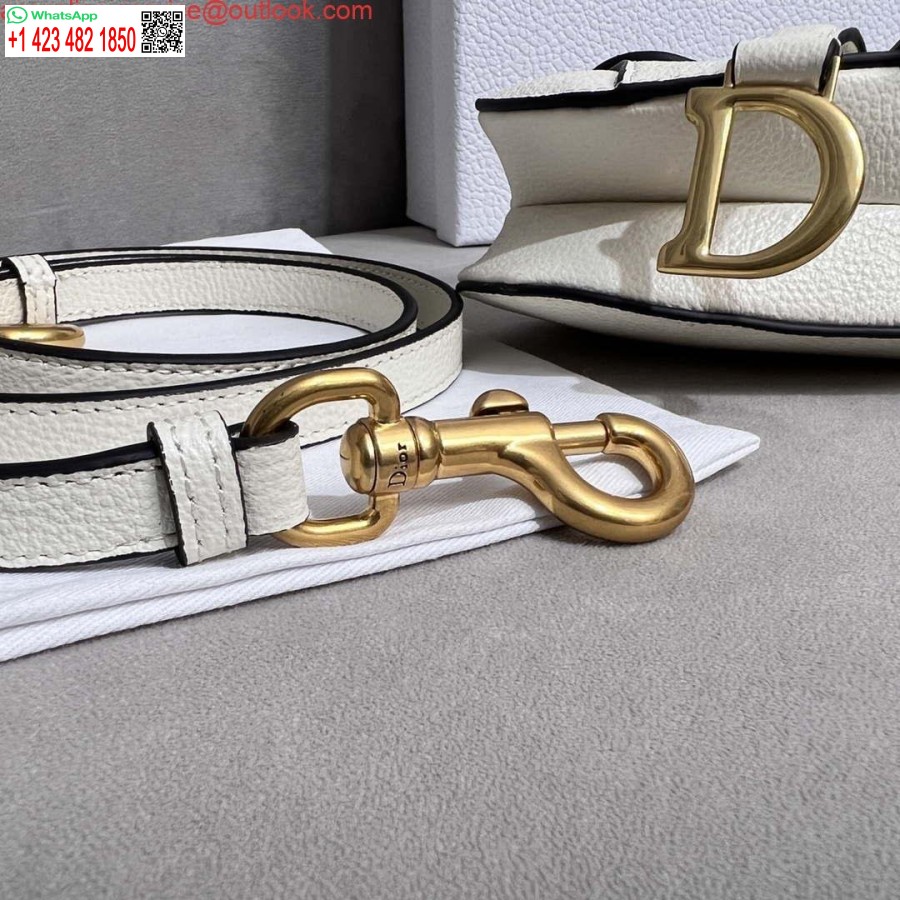 Replica Dior S5685 Micro Geantă De șa Cu Curea Din Piele De Capră Alb Stacojiu
