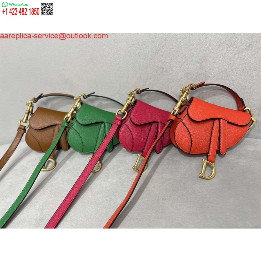 Replica Dior S5685 Mikrosatulalaukku Hihnalla Helakanpunainen Oranssi Vuohennahka