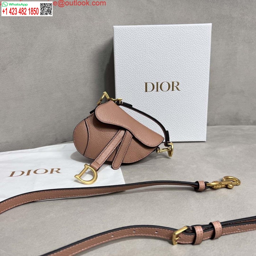 Replica Dior S5685 Mikrosatulalaukku Hihnalla, Punaisen Nude Vuohennahka