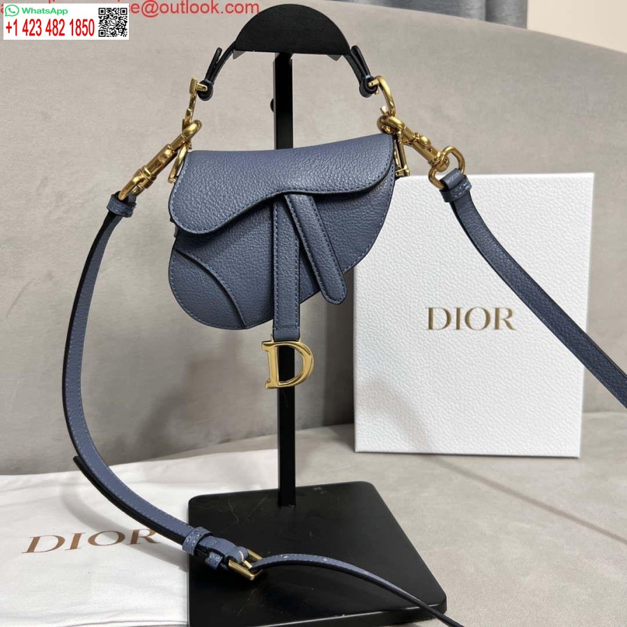 Replica Dior S5685 Mikrosatulalaukku Hihnalla, Vaaleansininen Vuohennahka