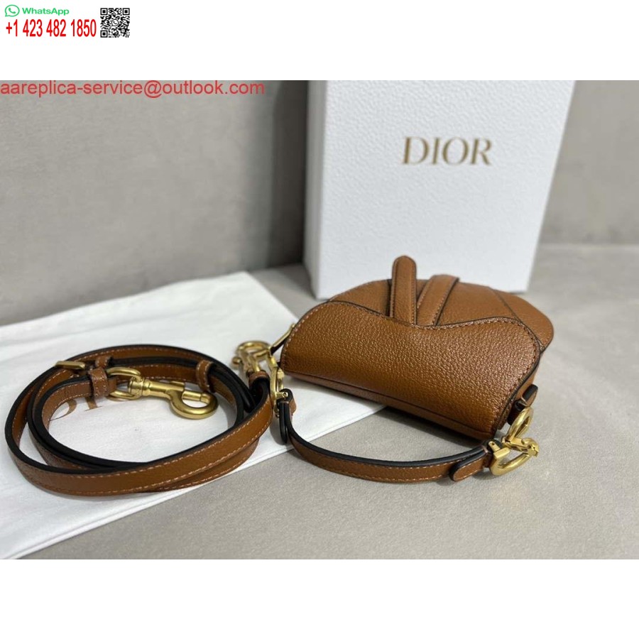 Replica Dior S5685 Mikrosatulalaukku, Jossa Hihna Helakanruskeaa Vuohennahkaa