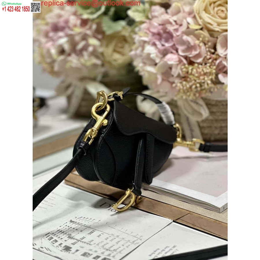 Replica Dior S5685 Mikrosatulalaukku, Jossa Hihna Tulipunaista Mustaa Vuohennahkaa