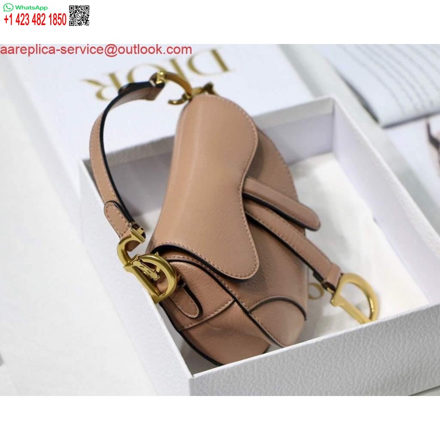 ρεπλίκα Dior M6008 σέλα τσάντα σούπερ μίνι τσάντα δέρμα αγελάδας ανοιχτό ροζ