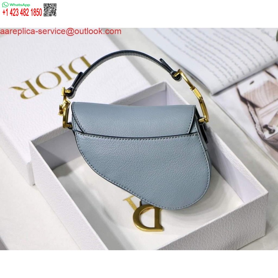 ρεπλίκα Dior M6008 σέλα τσάντα σούπερ μίνι τσάντα δέρμα αγελάδας γαλάζιο