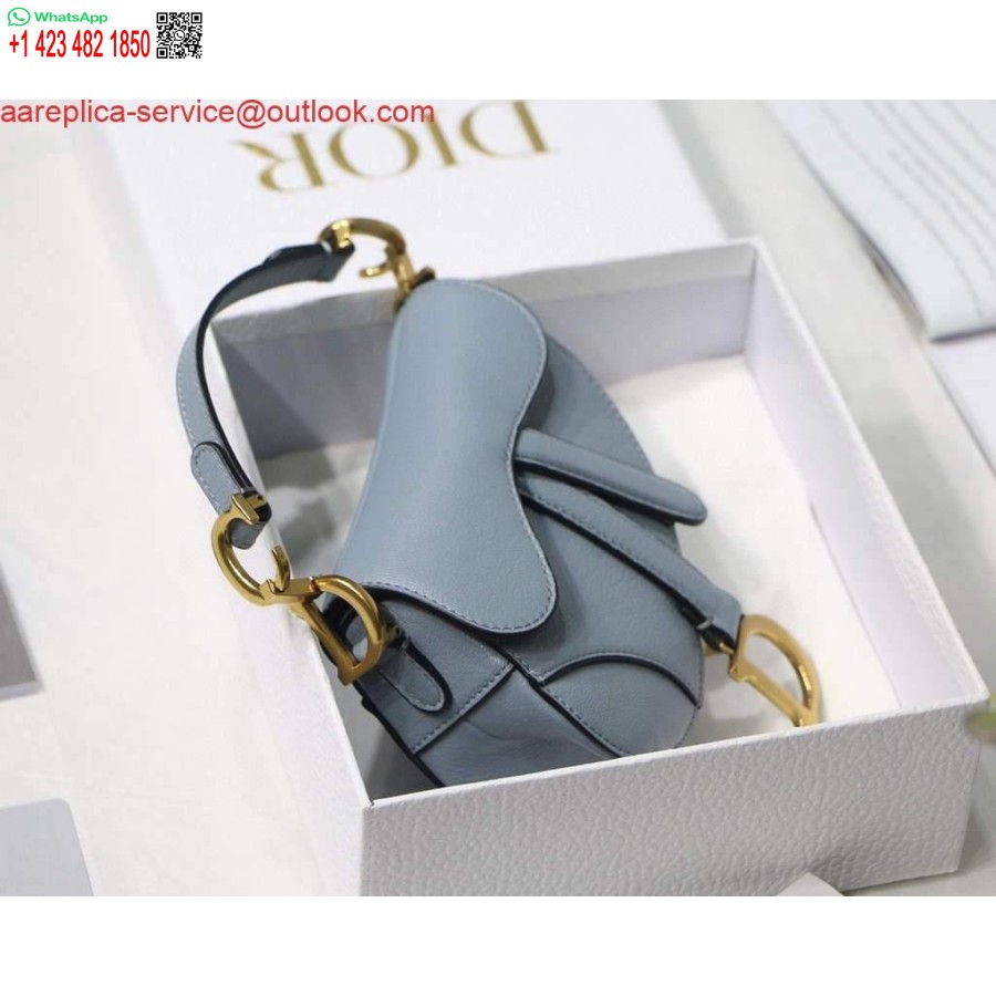 ρεπλίκα Dior M6008 σέλα τσάντα σούπερ μίνι τσάντα δέρμα αγελάδας γαλάζιο