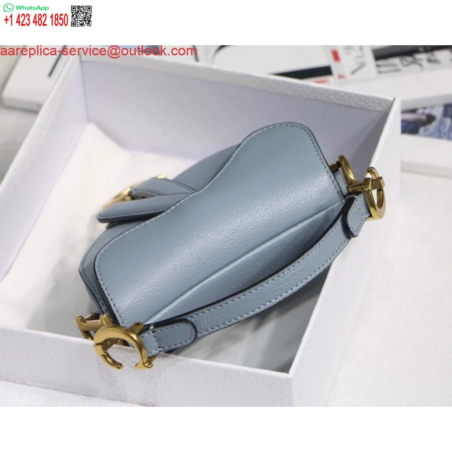 ρεπλίκα Dior M6008 σέλα τσάντα σούπερ μίνι τσάντα δέρμα αγελάδας γαλάζιο