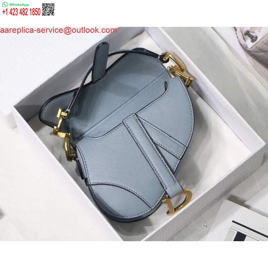 ρεπλίκα Dior M6008 σέλα τσάντα σούπερ μίνι τσάντα δέρμα αγελάδας γαλάζιο