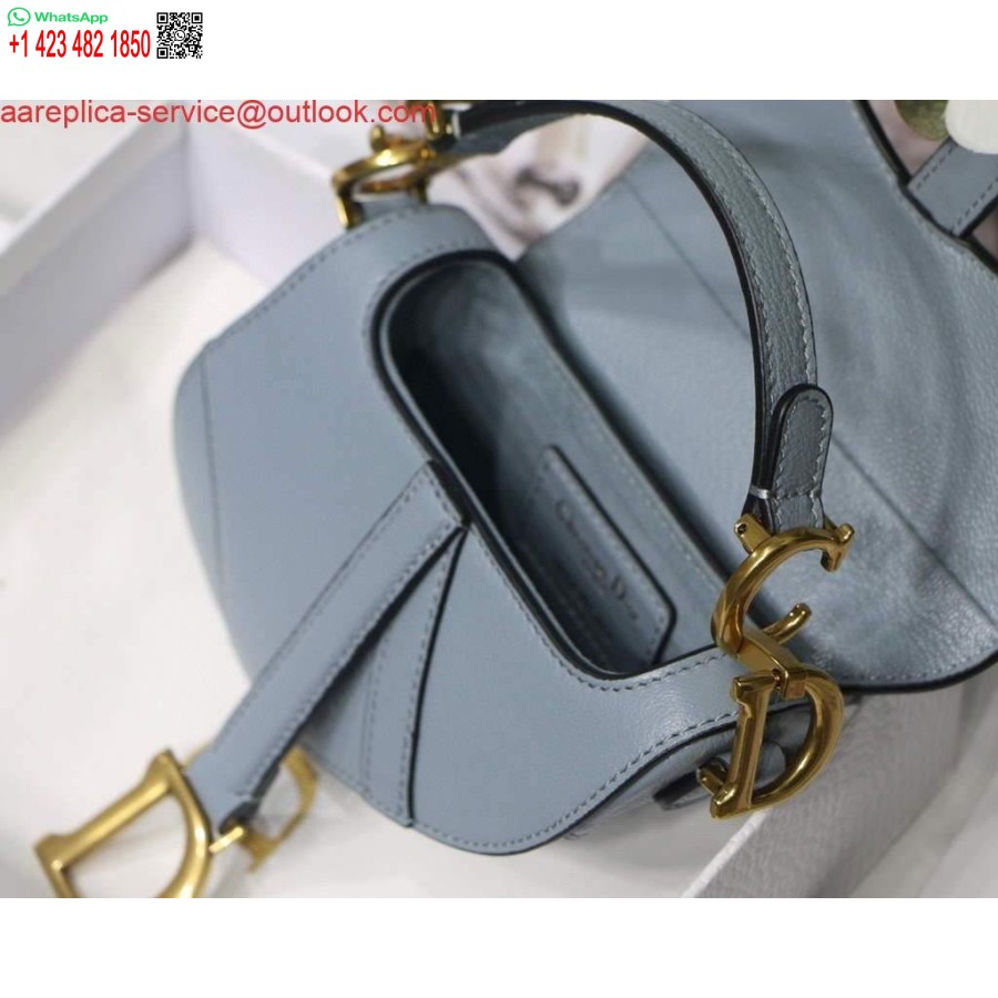 ρεπλίκα Dior M6008 σέλα τσάντα σούπερ μίνι τσάντα δέρμα αγελάδας γαλάζιο