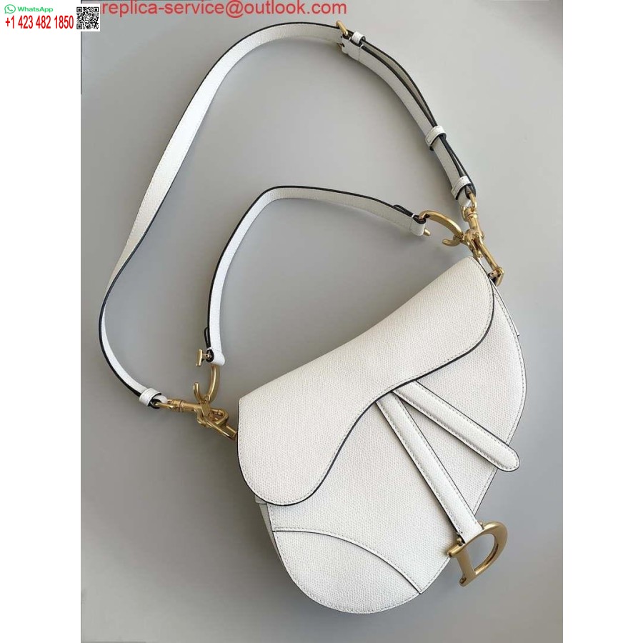 ρεπλίκα Dior M0455 τσάντα σέλας με λουράκι λευκό δέρμα μοσχαριού