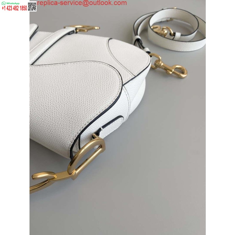 ρεπλίκα Dior M0455 τσάντα σέλας με λουράκι λευκό δέρμα μοσχαριού