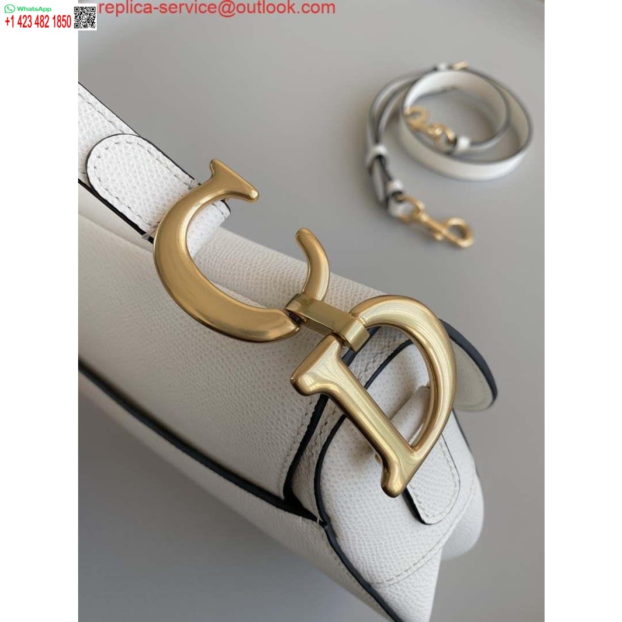 ρεπλίκα Dior M0455 τσάντα σέλας με λουράκι λευκό δέρμα μοσχαριού