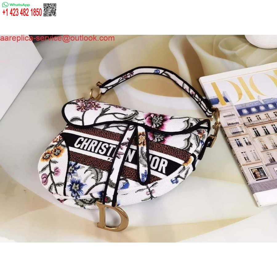 کیسه زینی Replica Dior M0455 با بند دوزی دوخت سفید