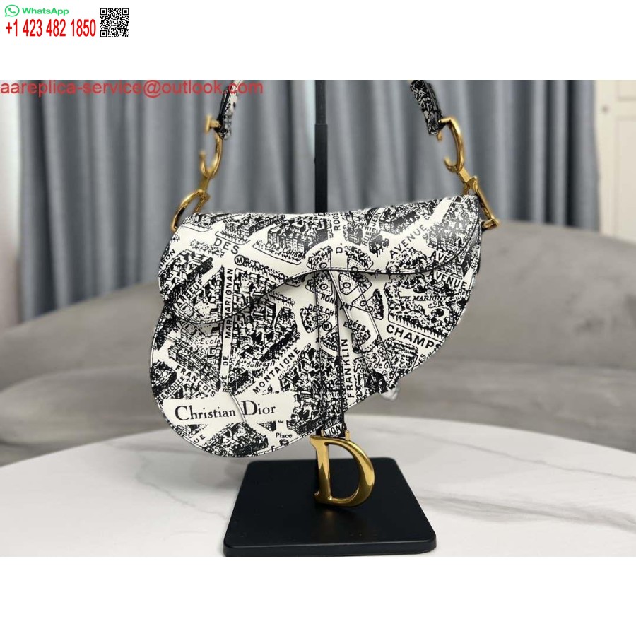 Replica Dior M0455 Satulalaukku Hihnalla Ultramatte Vasikannahka Valkoinen & Musta