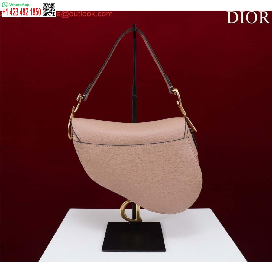 レプリカ ディオール M0455 サドルバッグ ストラップ付き ピンク グレインカーフスキン