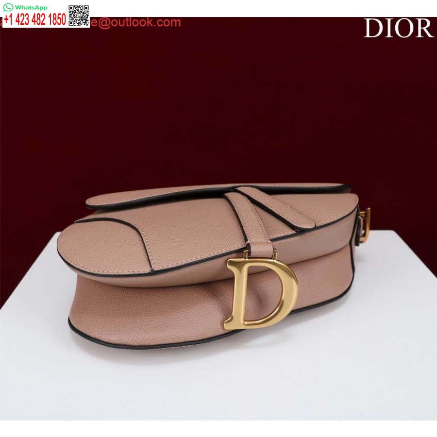 レプリカ ディオール M0455 サドルバッグ ストラップ付き ピンク グレインカーフスキン