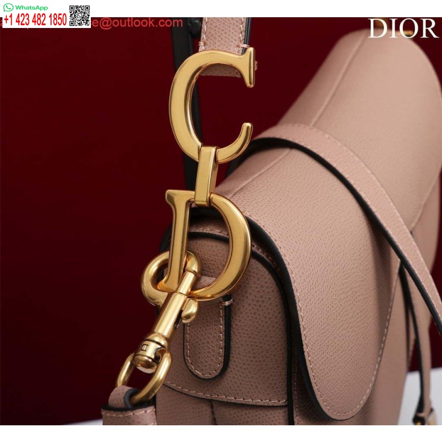 レプリカ ディオール M0455 サドルバッグ ストラップ付き ピンク グレインカーフスキン