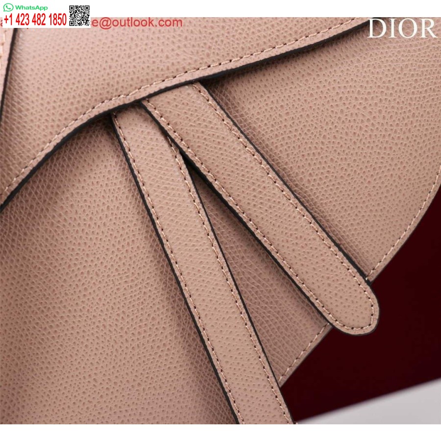 レプリカ ディオール M0455 サドルバッグ ストラップ付き ピンク グレインカーフスキン