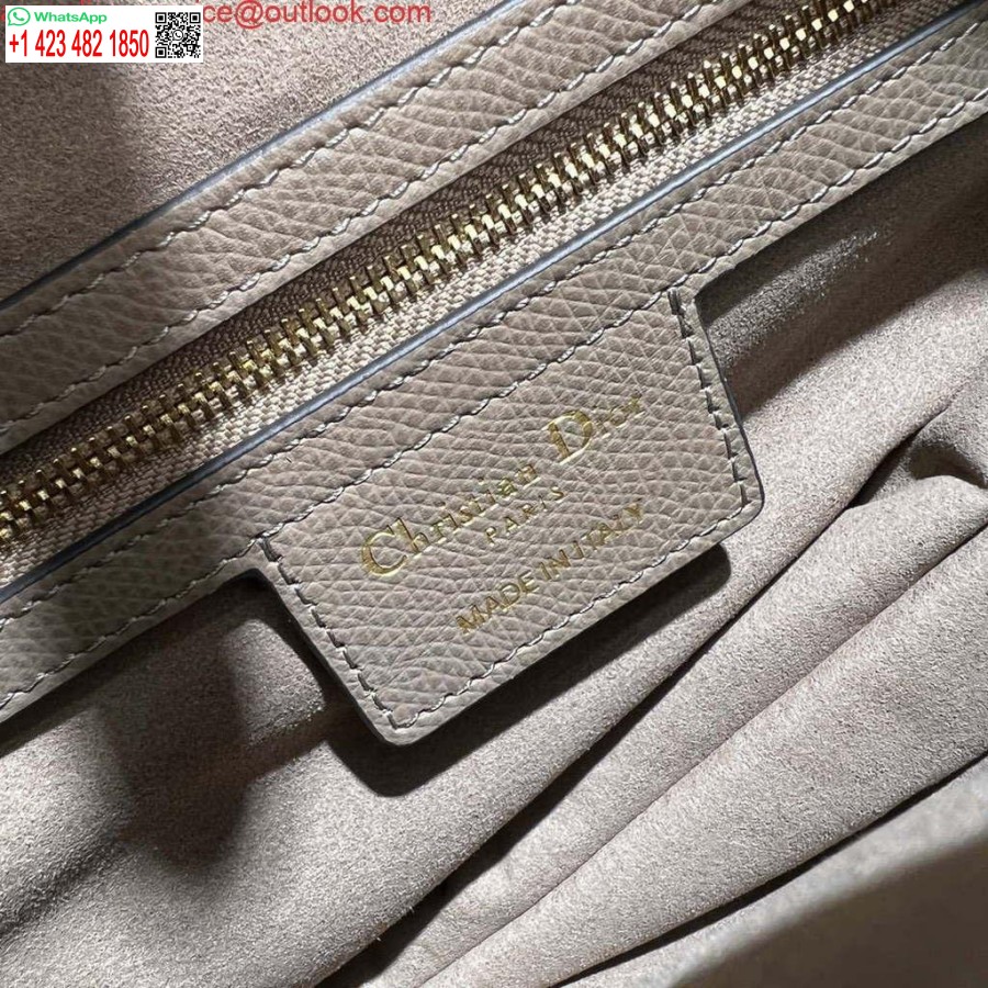 レプリカ ディオール M0455 サドルバッグ ストラップ付き ライトグレー グレインカーフスキン