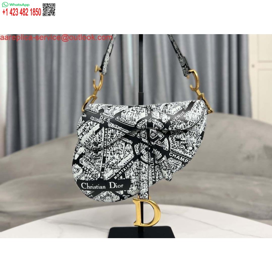 Replica Dior M0455 Satulalaukku Hihnalla Mustavalkoinen Ultramatta Vasikkanahka