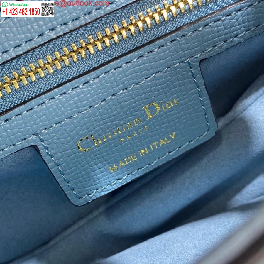ρεπλίκα Dior M0446 τσάντα σέλας Dior γαλάζιο λογότυπο από δέρμα μοσχαριού σε μπλε κόκκους