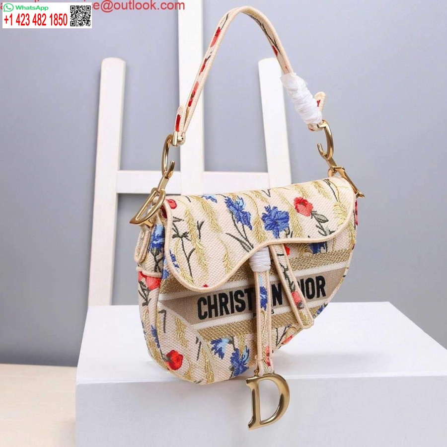 Replica Dior M0446 Dior Monivärinen Kukkakirjonta Satulalaukku