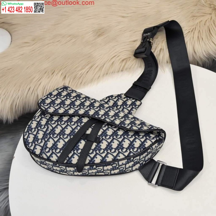 ماکت دیور 1adpo093 کیف زینتی مردانه دیور مایل ژاکارد آبی سرمه ای